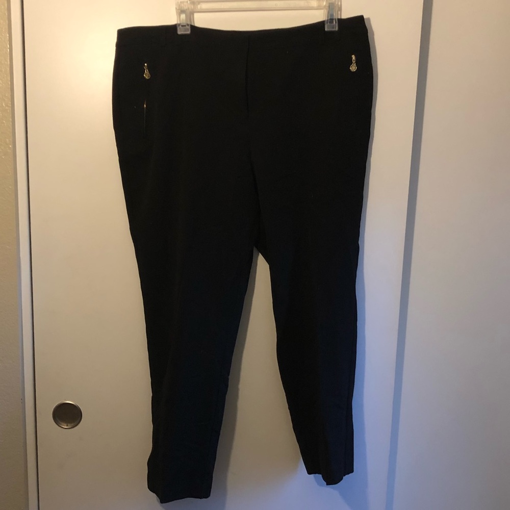 Black Anne Klein Pants with Gold Pocket Zippers - Picture 1 of 9